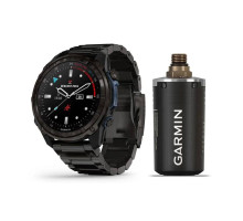 Смарт-годинник Garmin Descent Mk3i - 43 мм, титан Carbon Grey DLC з чорним силіконовим ремінцем + Descent T2