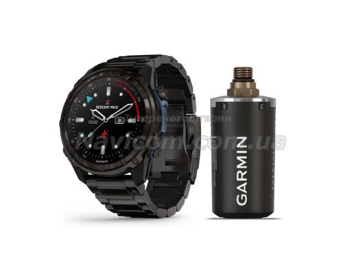 Смарт-годинник Garmin Descent Mk3i - 51 мм, титан Carbon Grey DLC  з титановим браслетом + Descent T2