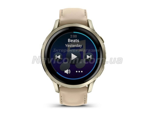Смарт-годинник Garmin Venu 4 (41 мм) місячне золото з силіконовим та шкіряним ремінцем