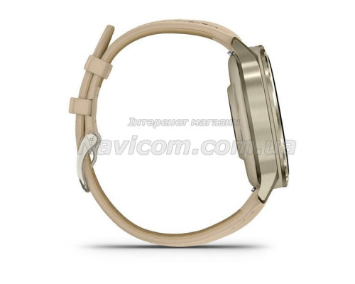 Смарт-годинник Garmin Venu 4 (41 мм) місячне золото з силіконовим та шкіряним ремінцем