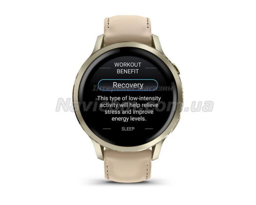 Смарт-годинник Garmin Venu 4 (41 мм) місячне золото з силіконовим та шкіряним ремінцем