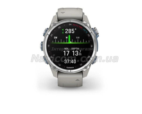 Смарт-годинник Garmin Descent Mk3 - 43 мм, нержавіюча сталь, силіконовий ремінець