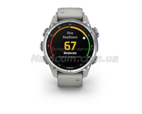 Смарт-годинник Garmin Descent Mk3 - 43 мм, нержавіюча сталь, силіконовий ремінець