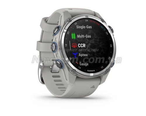 Смарт-годинник Garmin Descent Mk3 - 43 мм, нержавіюча сталь, силіконовий ремінець