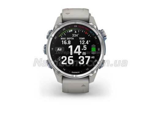 Смарт-годинник Garmin Descent Mk3 - 43 мм, нержавіюча сталь, силіконовий ремінець