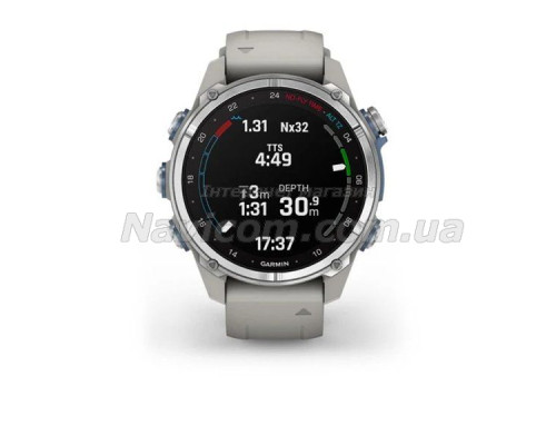 Смарт-годинник Garmin Descent Mk3 - 43 мм, нержавіюча сталь, силіконовий ремінець