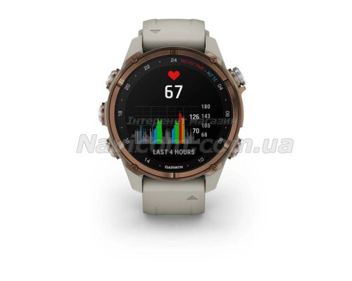 Смарт-годинник Garmin Descent Mk3i - 43 мм, бронзовий титан PVD, силіконовий сірий ремінець