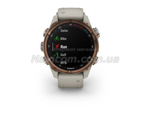 Смарт-годинник Garmin Descent Mk3i - 43 мм, бронзовий титан PVD, силіконовий сірий ремінець