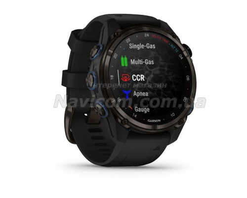 Смарт-часы Garmin Descent Mk3i - 43 мм, титан Carbon Grey DLC с черным силиконовым ремешком