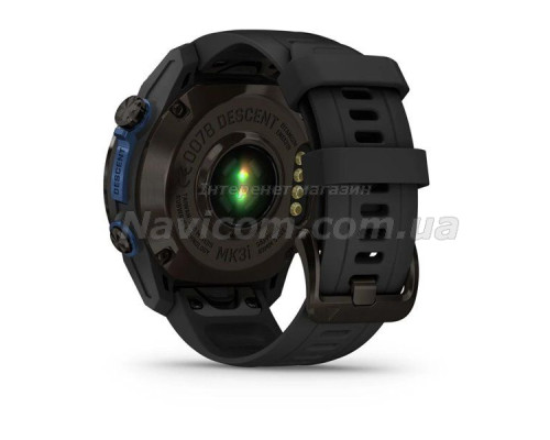 Смарт-годинник Garmin Descent Mk3i - 43 мм, титан Carbon Grey DLC з чорним силіконовим ремінцем + Descent T2