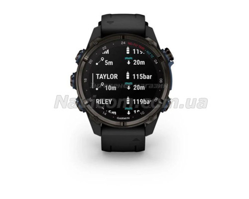 Смарт-часы Garmin Descent Mk3i - 43 мм, титан Carbon Grey DLC с черным силиконовым ремешком