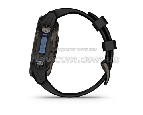 Смарт-годинник Garmin Descent Mk3i - 43 мм, титан Carbon Grey DLC з чорним силіконовим ремінцем + Descent T2