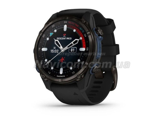 Смарт-часы Garmin Descent Mk3i - 43 мм, титан Carbon Grey DLC с черным силиконовым ремешком