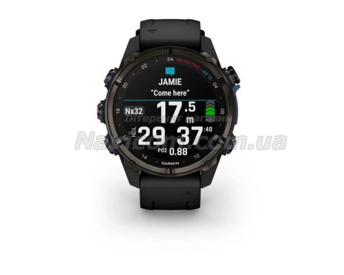 Смарт-часы Garmin Descent Mk3i - 43 мм, титан Carbon Grey DLC с черным силиконовым ремешком