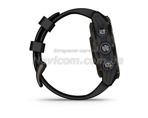 Смарт-годинник Garmin Descent Mk3i - 43 мм, титан Carbon Grey DLC з чорним силіконовим ремінцем + Descent T2