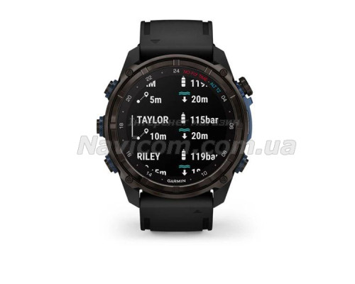Смарт-годинник Garmin Descent Mk3i - 51 мм, титан Carbon Grey DLC з чорним силіконовим ремінцем + Descent T2