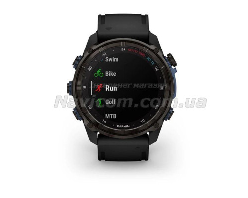 Смарт-годинник Garmin Descent Mk3i - 51 мм, титан Carbon Grey DLC з чорним силіконовим ремінцем