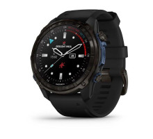 Смарт-годинник Garmin Descent Mk3i - 51 мм, титан Carbon Grey DLC з чорним силіконовим ремінцем