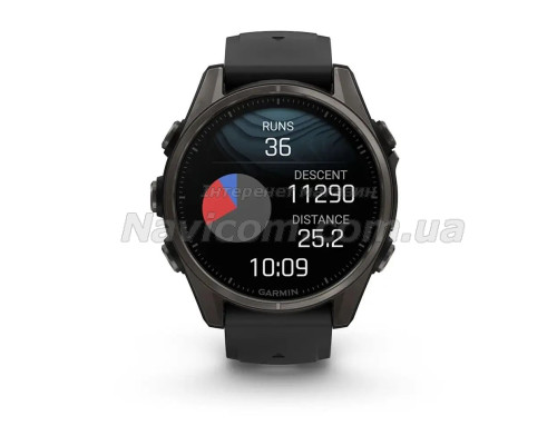 Смарт-часы Garmin Fenix 8 (43 мм), AMOLED Sapphire, титан с DLC-покрытием Carbon Gray и силиконовым ремешком