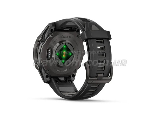 Смарт-часы Garmin Fenix 8 (43 мм), AMOLED Sapphire, титан с DLC-покрытием Carbon Gray и силиконовым ремешком