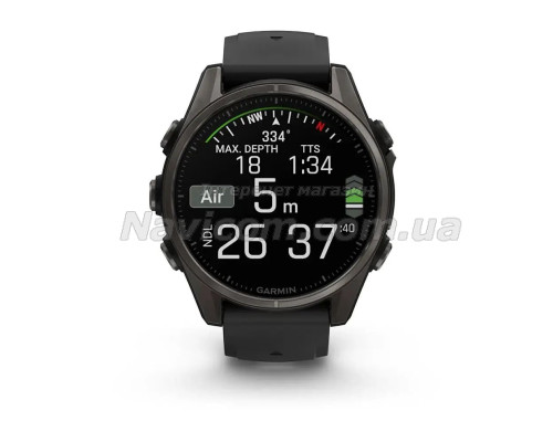 Смарт-часы Garmin Fenix 8 (43 мм), AMOLED Sapphire, титан с DLC-покрытием Carbon Gray и силиконовым ремешком
