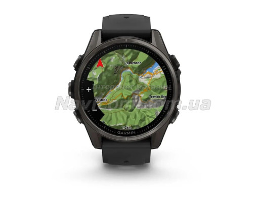Смарт-часы Garmin Fenix 8 (43 мм), AMOLED Sapphire, титан с DLC-покрытием Carbon Gray и силиконовым ремешком