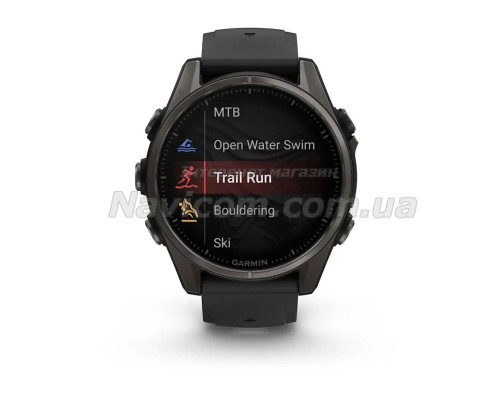 Смарт-часы Garmin Fenix 8 (43 мм), AMOLED Sapphire, титан с DLC-покрытием Carbon Gray и силиконовым ремешком