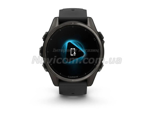 Смарт-часы Garmin Fenix 8 (43 мм), AMOLED Sapphire, титан с DLC-покрытием Carbon Gray и силиконовым ремешком