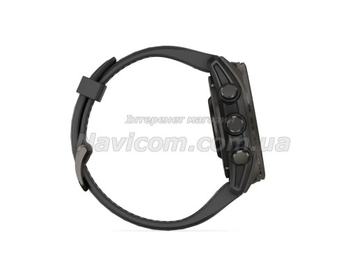 Смарт-часы Garmin Fenix 8 (43 мм), AMOLED Sapphire, титан с DLC-покрытием Carbon Gray и силиконовым ремешком