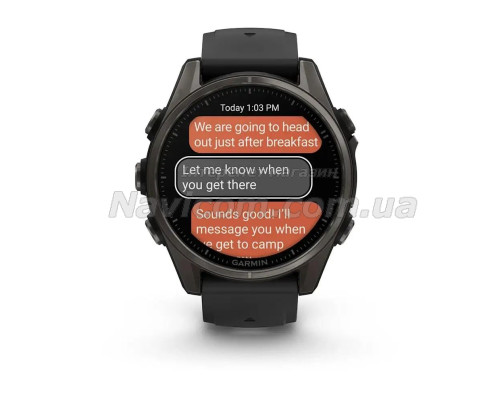 Смарт-часы Garmin Fenix 8 (43 мм), AMOLED Sapphire, титан с DLC-покрытием Carbon Gray и силиконовым ремешком