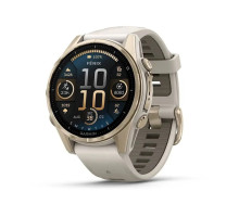 Смарт-часы Garmin Fenix 8 – 43 мм, AMOLED Sapphire, золотистые с силиконовым ремешком