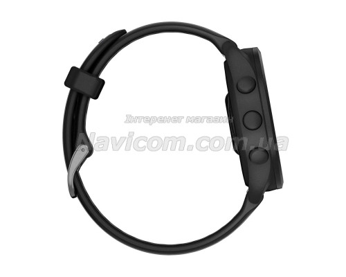 Смарт-годинник Garmin Forerunner 165, чорно-сірий силіконовий ремінець