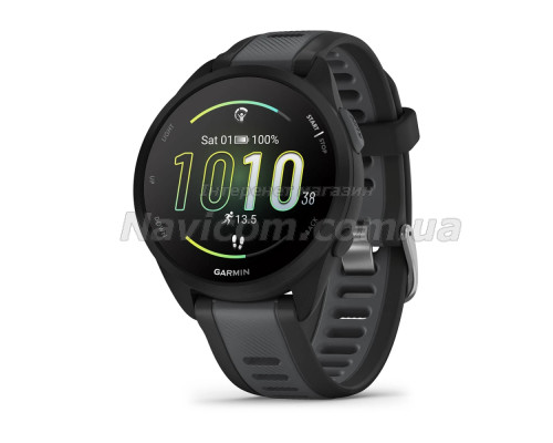 Смарт-годинник Garmin Forerunner 165 Music, чорний силіконовий ремінець