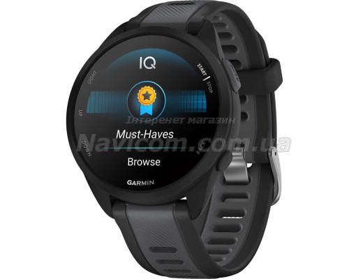 Смарт-годинник Garmin Forerunner 165 Music, чорний силіконовий ремінець