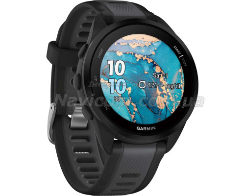 Смарт-годинник Garmin Forerunner 165 Music, чорний силіконовий ремінець