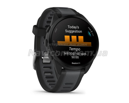 Смарт-годинник Garmin Forerunner 165 Music, чорний силіконовий ремінець