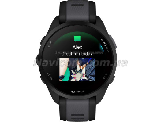 Смарт-годинник Garmin Forerunner 165 Music, чорний силіконовий ремінець