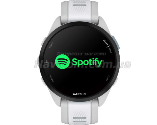Смарт-годинник Garmin Forerunner 165 Music, силіконовий ремінець кольору туманно-сірий/білий камінь