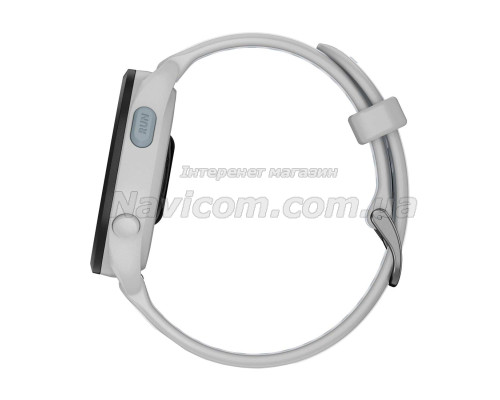 Смарт-годинник Garmin Forerunner 165 Music, силіконовий ремінець кольору туманно-сірий/білий камінь