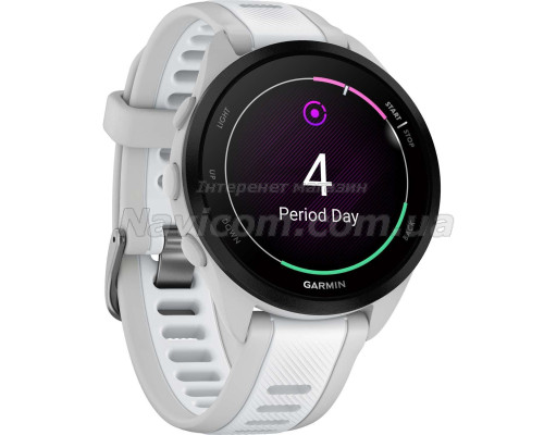 Смарт-годинник Garmin Forerunner 165 Music, силіконовий ремінець кольору туманно-сірий/білий камінь