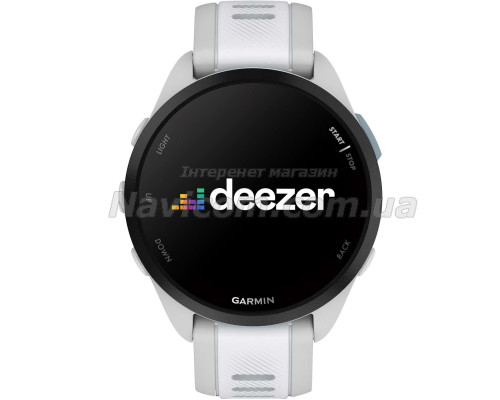 Смарт-годинник Garmin Forerunner 165 Music, силіконовий ремінець кольору туманно-сірий/білий камінь