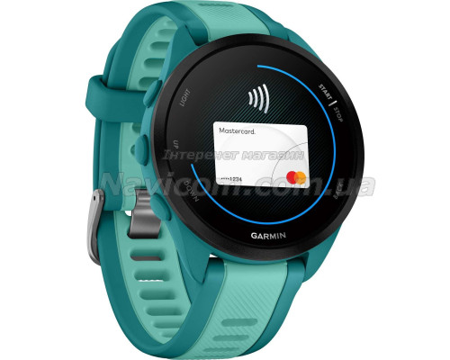 Смарт-часы Garmin Forerunner 165 Music, силиконовый ремешок цвета бирюзовый