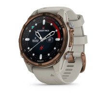 Смарт-годинник Garmin Descent Mk3i - 43 мм, бронзовий титан PVD, силіконовий сірий ремінець