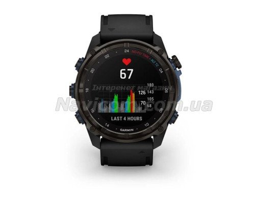 Смарт-годинник Garmin Descent Mk3i - 51 мм, титан Carbon Grey DLC з чорним силіконовим ремінцем