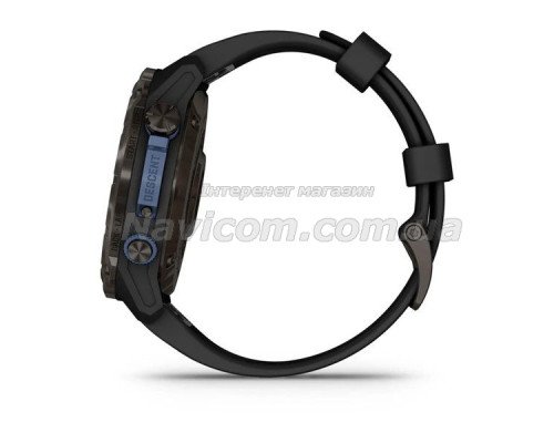 Смарт-годинник Garmin Descent Mk3i - 51 мм, титан Carbon Grey DLC з чорним силіконовим ремінцем