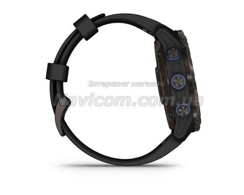 Смарт-годинник Garmin Descent Mk3i - 51 мм, титан Carbon Grey DLC з чорним силіконовим ремінцем