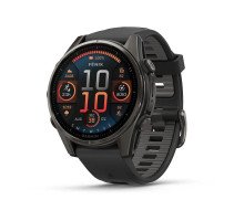 Смарт-часы Garmin Fenix 8 (43 мм) AMOLED Sapphire, титан с DLC-покрытием Carbon Gray и силиконовым ремешком