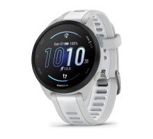 Смарт-годинник Garmin Forerunner 165 Music, силіконовий ремінець кольору туманно-сірий/білий камінь