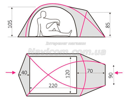 Намет Terra Incognita Ksena 2 Alu вишнева