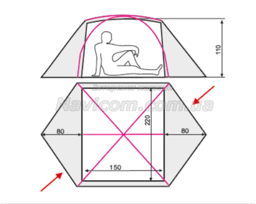 Намет Terra Incognita Cresta 2 Alu вишня